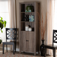 Baxton Studio MH1225-Oak-Bookcase Baxton Studio Derek Modern and Contemporary Transitional Natural Oak Finished Wood 2-Door Bookcase